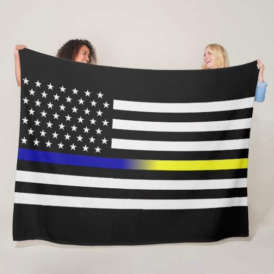 Thin Blue/Yellow Line Flag Fleece Blanket | Zazzle.com