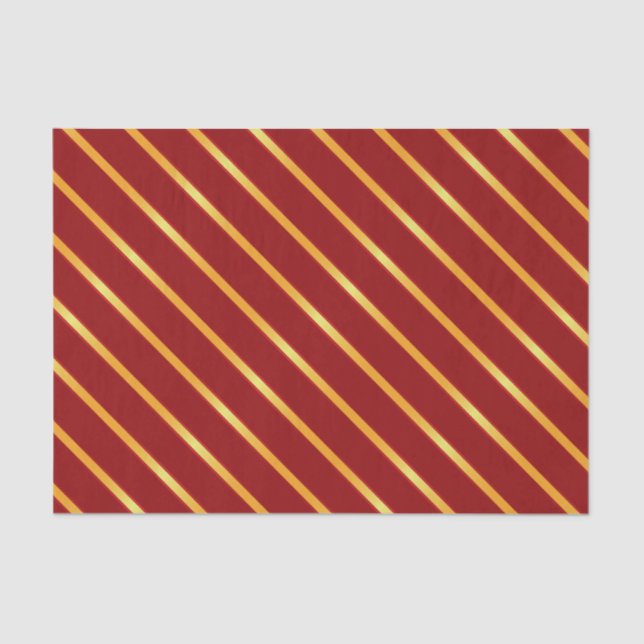 Thin Bright Gold Metallic Diagonal Stripes Tissue Paper (Front)