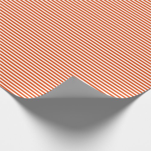 Thin Bright Orange and White Stripes Wrapping Paper