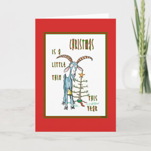 Thin Christmas Funny Goat Holiday Card