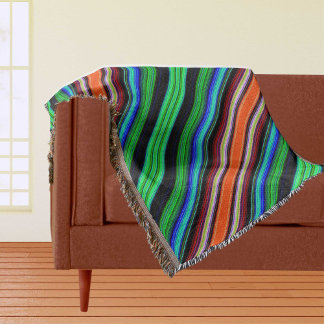 Thin Colorful Diagonal Stripes - 1 Throw Blanket