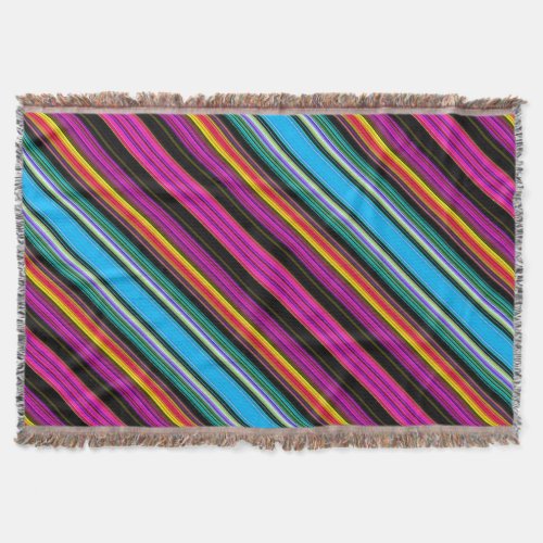 Thin Colorful Diagonal Stripes _ 2 Throw Blanket
