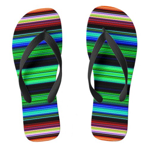 Thin Colorful Stripes _ 1 Adult Flip flops