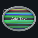 Thin Colorful Stripes - 1 Belt Buckle<br><div class="desc">Colorful stripes with black space background. Colors of red, yellow, green, blue and orange. Depending on the product, add or change the text. Change the image if you like too. Personalize these with your name or quote. Add a photo and have the the stripe design as a frame to that...</div>