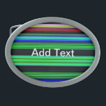 Thin Colorful Stripes - 1 Belt Buckle<br><div class="desc">Colorful stripes with black space background. Colors of red, yellow, green, blue and orange. Depending on the product, add or change the text. Change the image if you like too. Personalize these with your name or quote. Add a photo and have the the stripe design as a frame to that...</div>