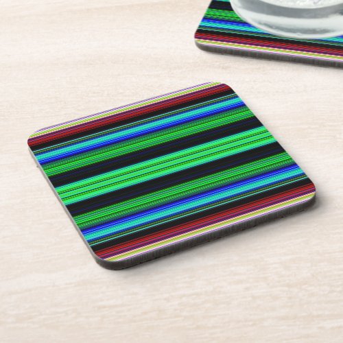 Thin Colorful Stripes _ 1 Beverage Coaster