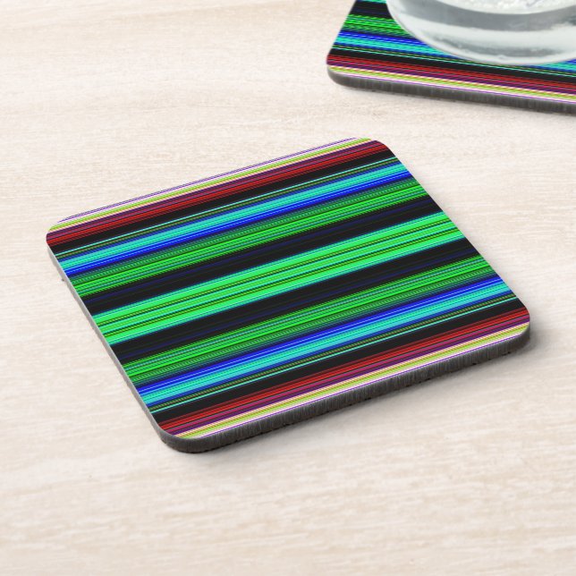 Thin Colorful Stripes - 1 Beverage Coaster (Left Side)