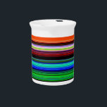 Thin Colorful Stripes - 1 Beverage Pitcher<br><div class="desc">Colorful stripes with black space background. Colors of red, yellow, green, blue and orange. Depending on the product, add or change the text. Change the image if you like too. Personalize these with your name or quote. Add a photo and have the the stripe design as a frame to that...</div>