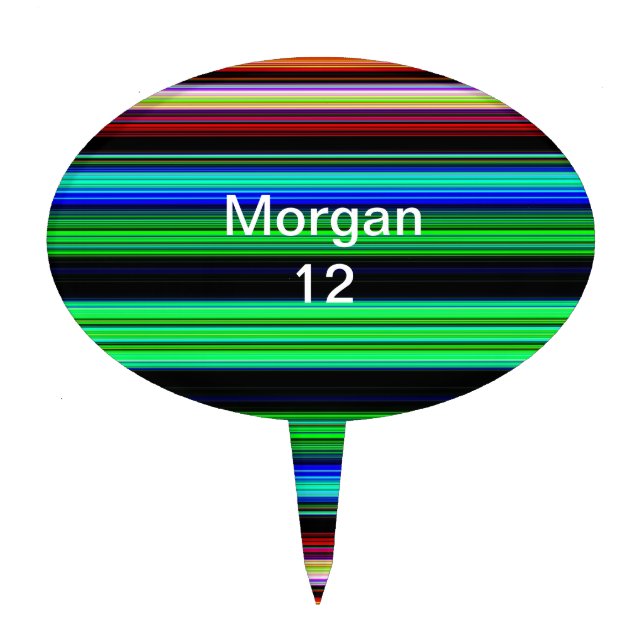 Thin Colorful Stripes - 1 Cake Topper (Front)