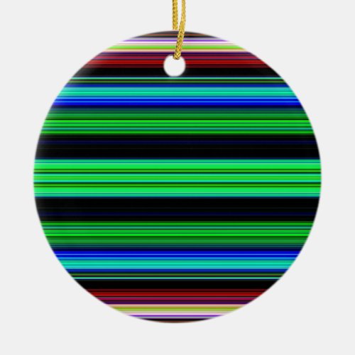 Thin Colorful Stripes _ 1 Ceramic Ornament