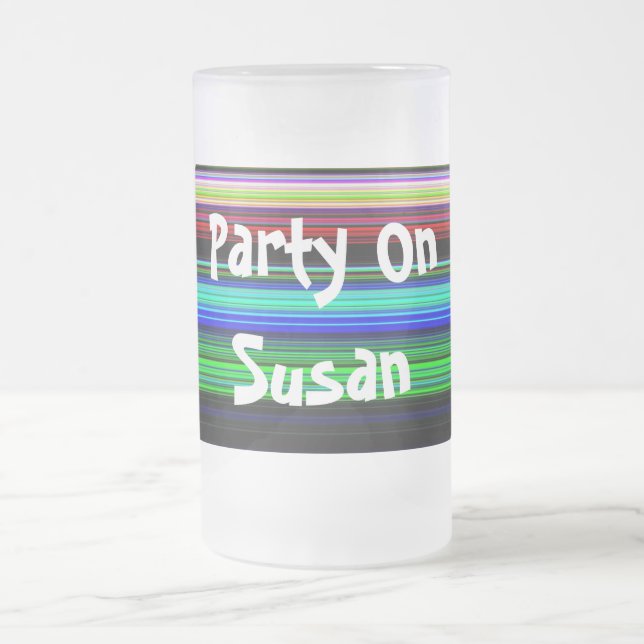 Thin Colorful Stripes - 1 Frosted Glass Beer Mug (Center)