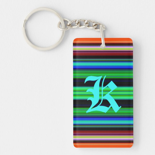 Thin Colorful Stripes - 1 Keychain (Front)