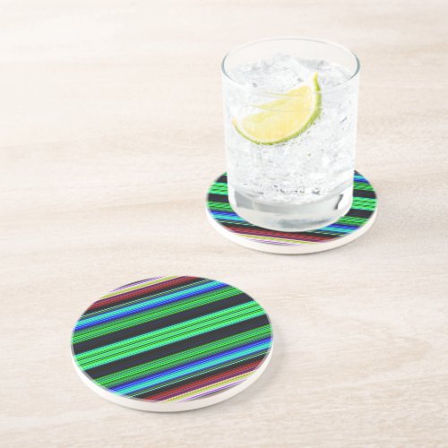 Thin Colorful Stripes _ 1 Sandstone Coaster