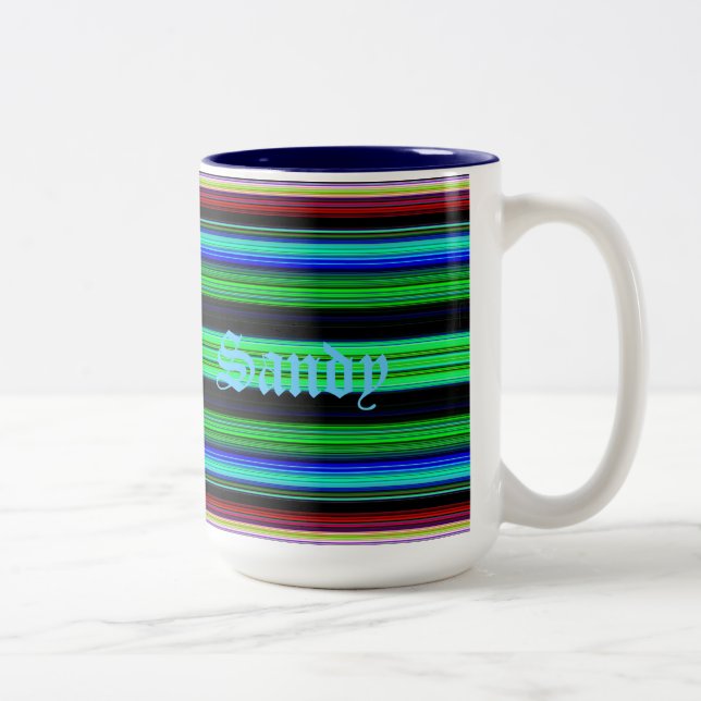 Thin Colorful Stripes - 1 Two-Tone Coffee Mug (Right)