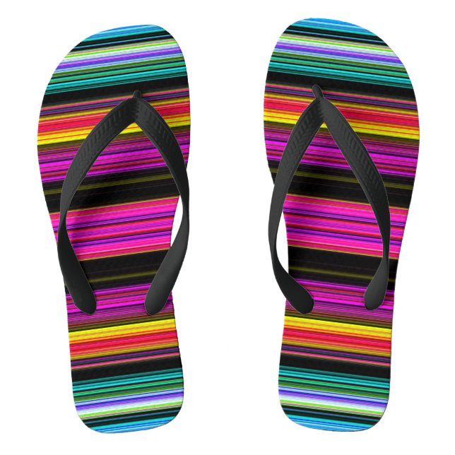 Thin Colorful Stripes - 2 Adult Flip flops (Footbed)