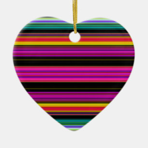 Thin Colorful Stripes - 2 Ceramic Ornament