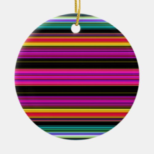 Thin Colorful Stripes _ 2 Ceramic Ornament