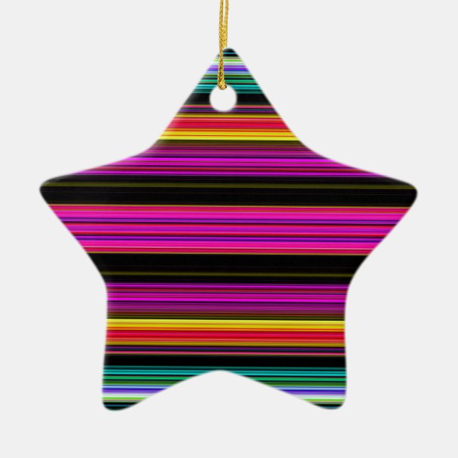 Thin Colorful Stripes - 2 Ceramic Ornament (Front)