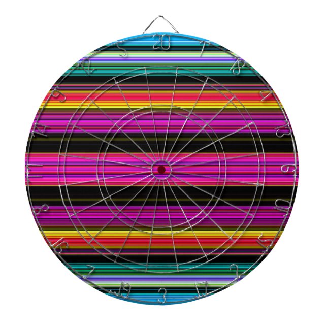 Thin Colorful Stripes - 2 Dartboard With Darts (Front)