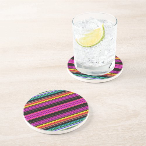 Thin Colorful Stripes _ 2 Drink Coaster