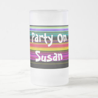 Thin Colorful Stripes - 2 Frosted Glass Beer Mug