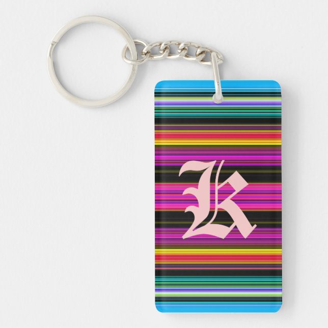 Thin Colorful Stripes - 2 Keychain (Front)