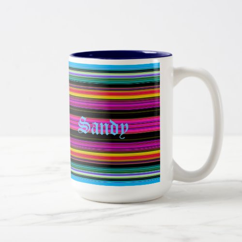 Thin Colorful Stripes _ 2 Two_Tone Coffee Mug