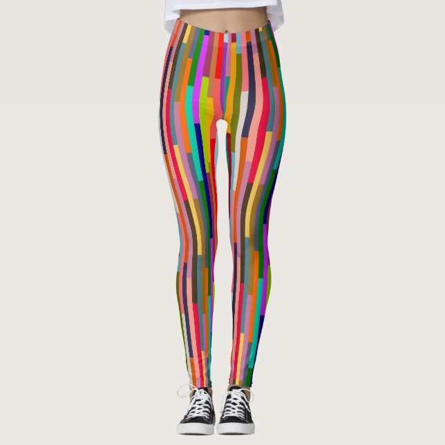 Thin Colorful Stripes  Leggings (Front)