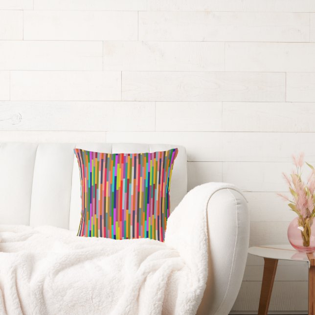 Thin Colorful Stripes  Throw Pillow (Couch)