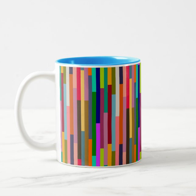 Thin Colorful Stripes  Two-Tone Coffee Mug (Left)