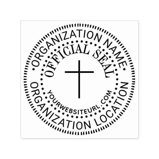 Thin Cross Custom Official Seal Name Loc URL Self-inking Stamp (Design)