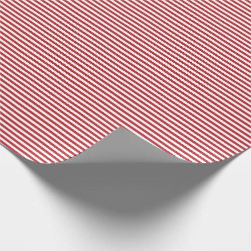 Thin Dark Red and White Stripes Wrapping Paper