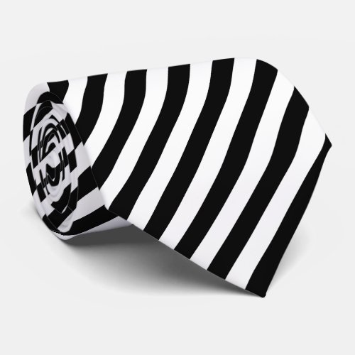 Thin Diagonal Black And White Striped Tie