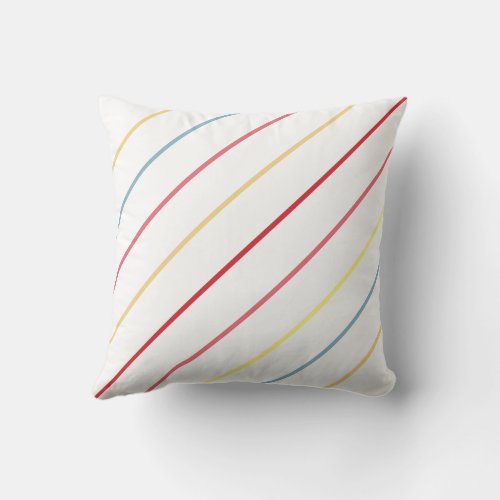 Thin Diagonal Multicolored Stripes Throw Pillow