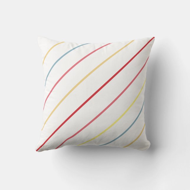 Thin Diagonal Multicolored Stripes Throw Pillow (Back)