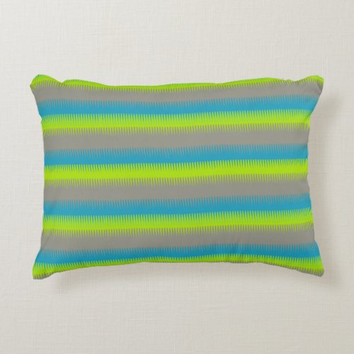 Thin dogtooth pattern green teal grey pillow