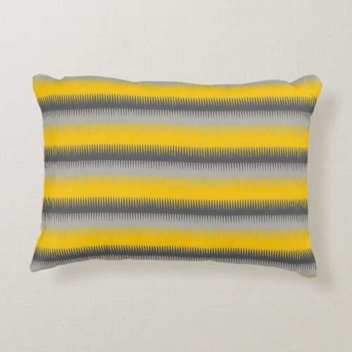 Thin dogtooth pattern yellow grey pillow