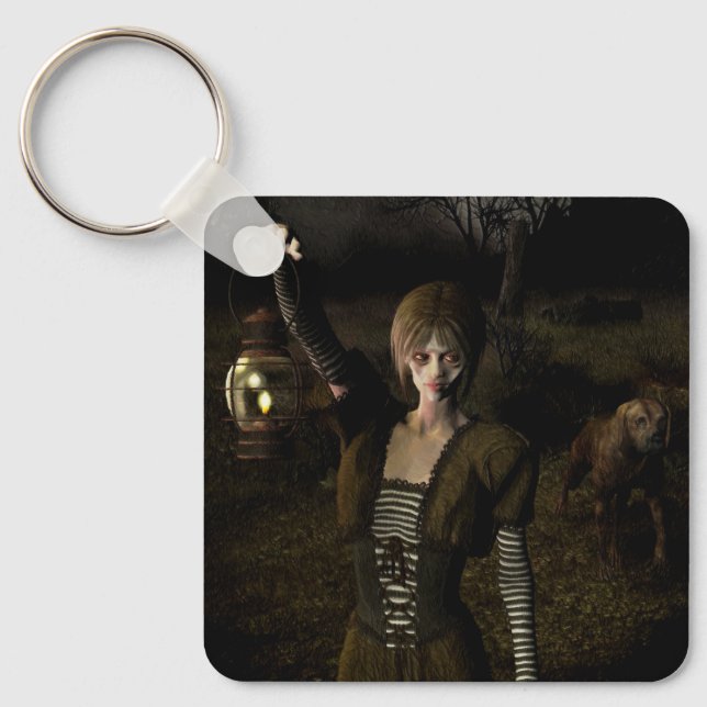 Thin female carrying lamp keychain (Front)