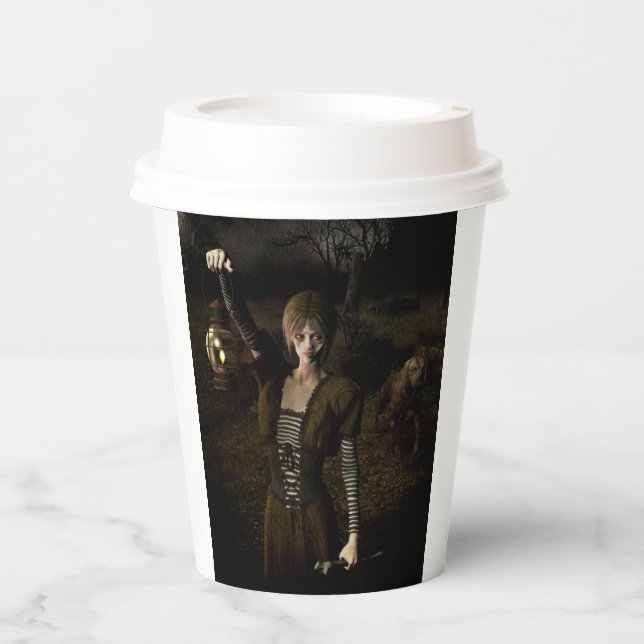 Thin female carrying lamp paper cups (Front)