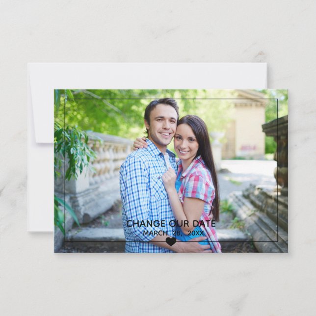 Thin Framed Photo - 3x5 Change Our Date Invitation (Front)
