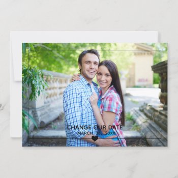 Thin Framed Photo - Change Our Date Invitation by Midesigns55555 at Zazzle