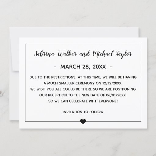 Thin Framed Photo Save the Date Reception Invitation Zazzle