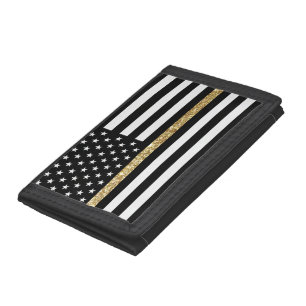 Thin Gold Glitter Line Trifold Wallet