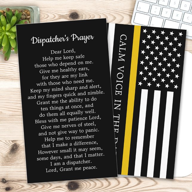 Thin Gold Line 911 Dispatcher  Prayer Bulk Busines Business Card (Creator Uploaded)