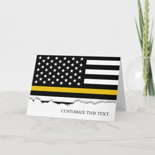 Thin Gold Line American Flag  911 Dispatch Card
