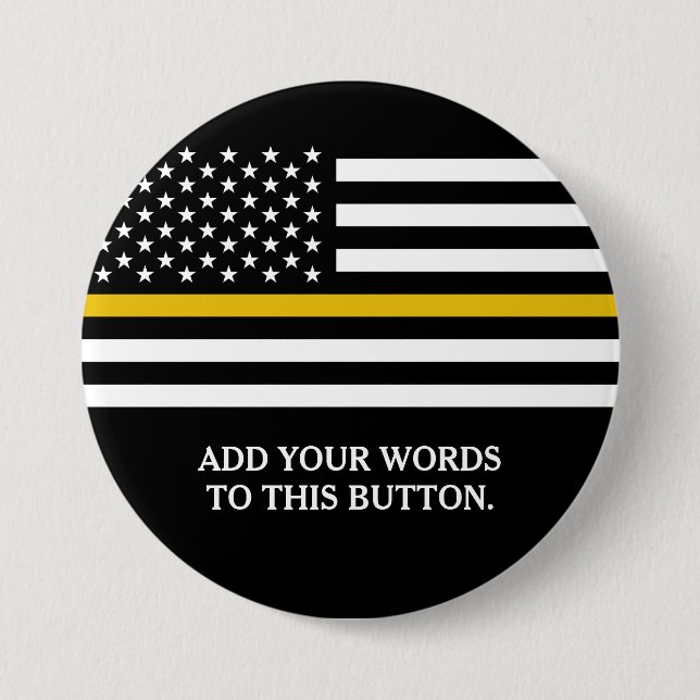 Thin Gold Line American Flag Custom Text Button (Front)