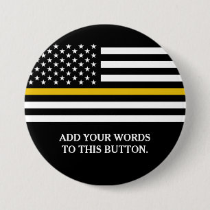 Thin Gold Line American Flag Custom Text Button