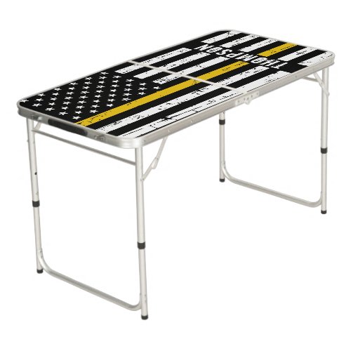 Thin Gold Line American Flag Dispatcher Beer Pong Table