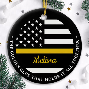 Thin Gold Line Custom Golden Glue 911 Dispatcher Ceramic Ornament