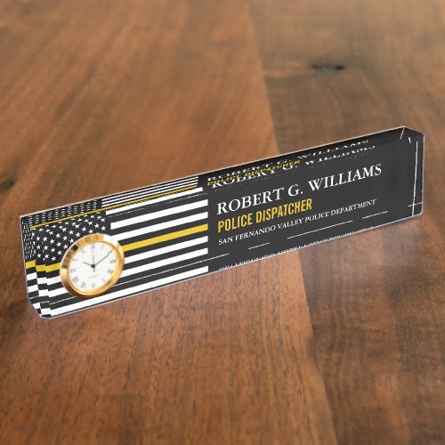 Thin Gold Line Dispatch Flag Custom Desk Nameplate